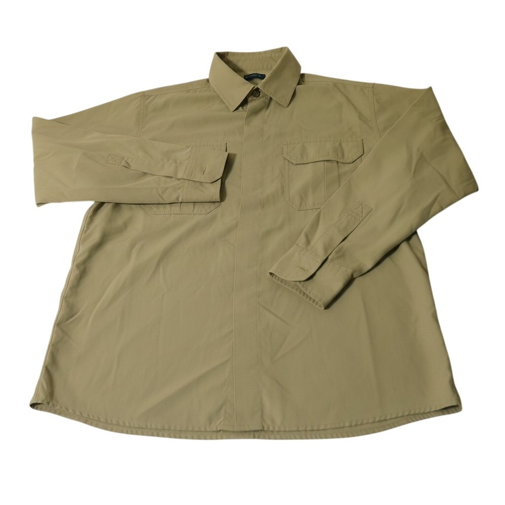 Arborwear Button Down Shirt Mens Small Tan Nylon Outdoor Workwear Long Sleeve